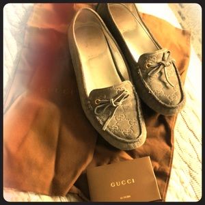 Gucci Grey Suede Loafers